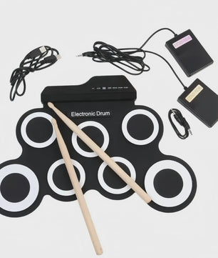 Compacte USB Roll-Up Elektronische Drumstel Set met 7 Pads, Drumstokken en Voetpedaal - Ideaal voor Beginners