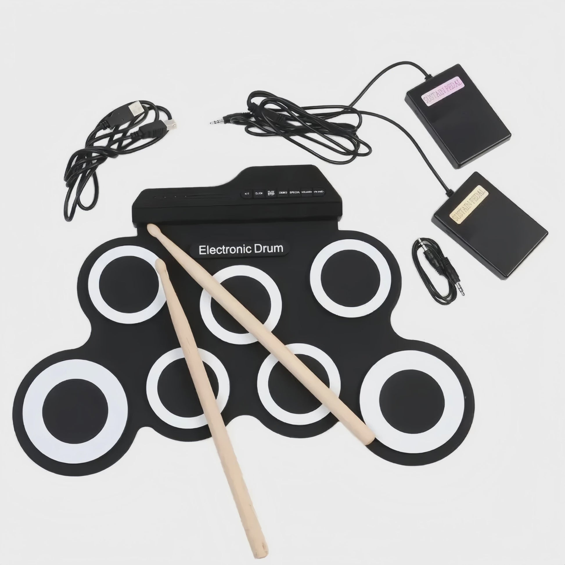 Compacte USB Roll-Up Elektronische Drumstel Set met 7 Pads, Drumstokken en Voetpedaal - Ideaal voor Beginners