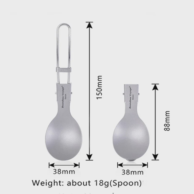 Titanium Camping Bestek Set - Opvouwbaar Lepel, Vork, Spork & Eetstokjes voor Outdoor Picknick