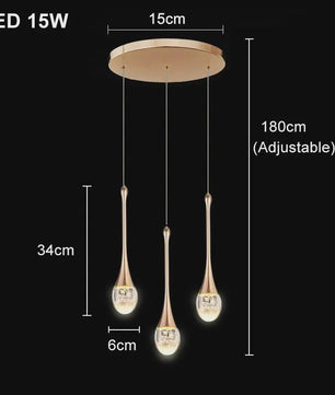 Moderne Druppel Kristal Hanglamp met Bubbel Effect - Sfeervolle Verlichting voor Keuken, Eettafel en Woonkamer