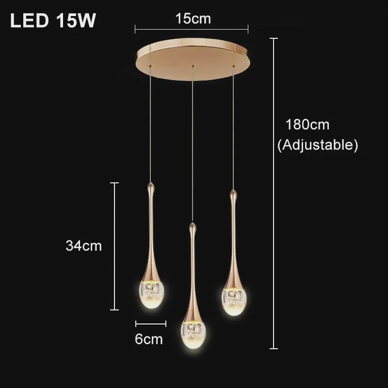 Moderne Druppel Kristal Hanglamp met Bubbel Effect - Sfeervolle Verlichting voor Keuken, Eettafel en Woonkamer