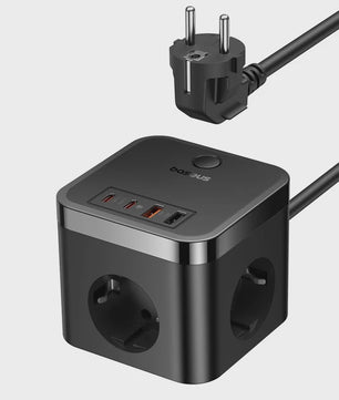 Baseus 7-in-1 GaN Power Strip: 30W Snellader met 3 Stopcontacten, 2x USB-A & 2x USB-C PD