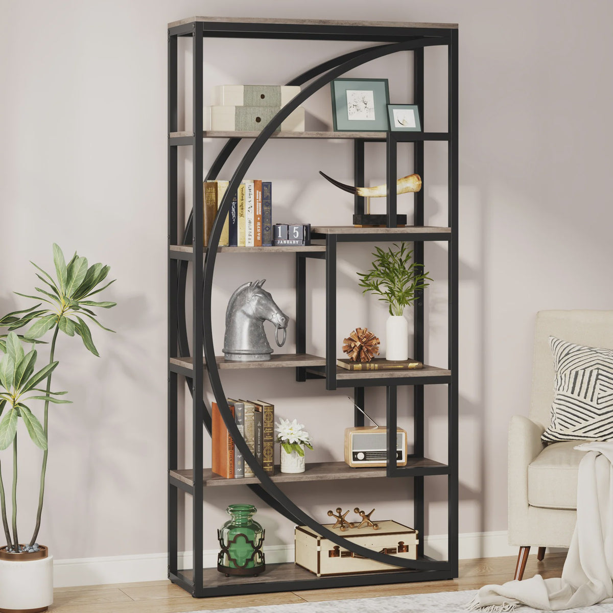 Industriële Boekenkast 180 cm - 8 Open Planken - Etagère Boekenkast