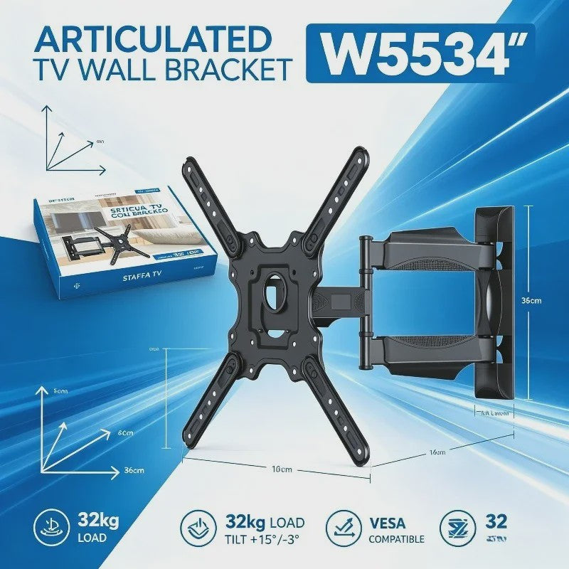 WETECH W5534 TV Muurbeugel - Dubbele Arm, Volledig Verstelbaar voor 32-60 Inch TV's, 32kg Draagvermogen, VESA 100-400mm