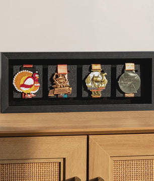 Houten Medaille Display Frame met Fotolijst - Voor Marathon, Sport en Herinneringen