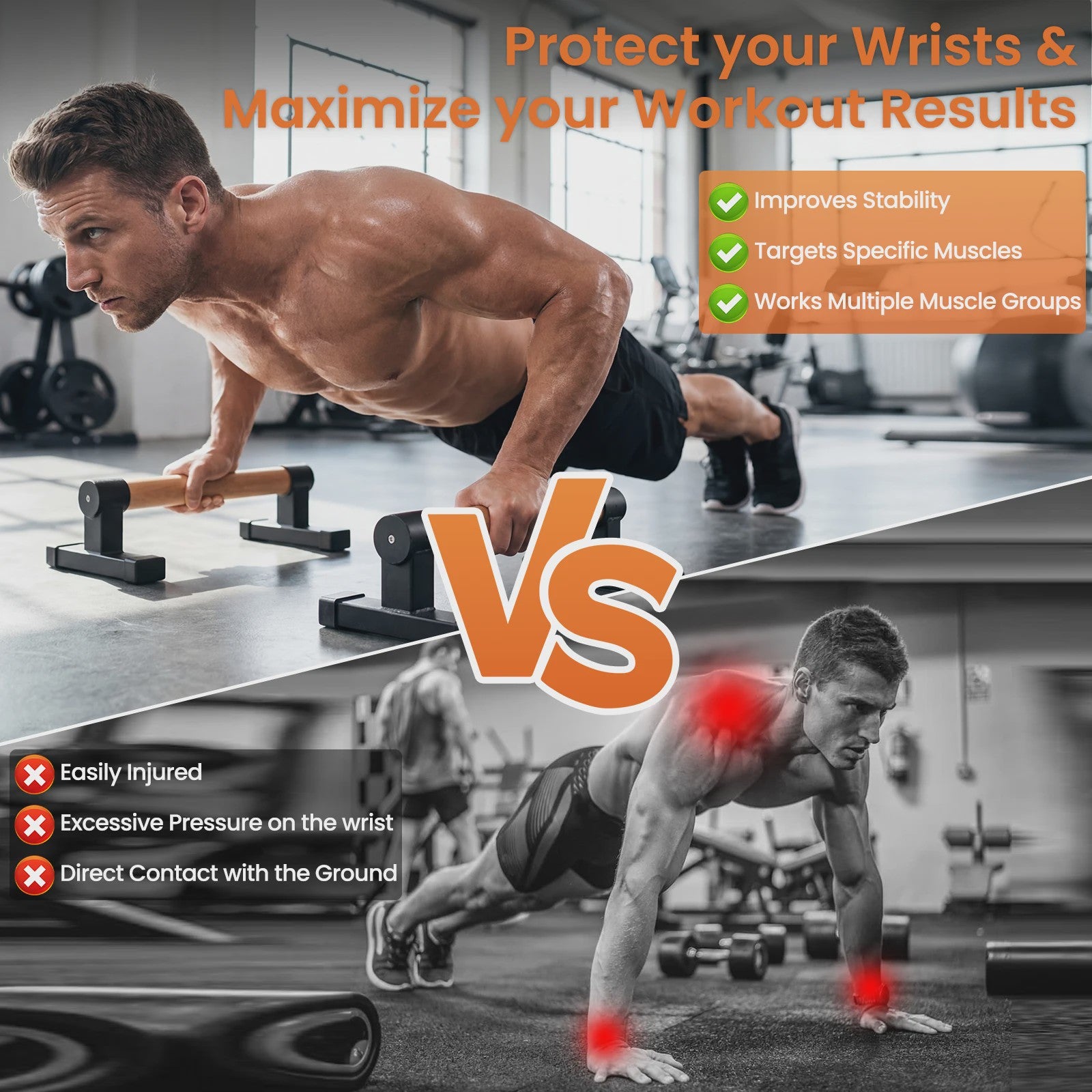 Houten Parallettes Push-Up Bars - Ergonomische Calisthenics Bars voor Krachttraining