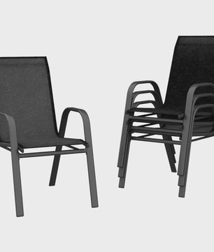 4 Stapelbare Textilene Tuinstoelen - Weerbestendig & UV-bestendig Metaal