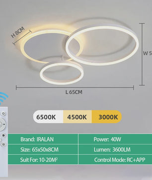 Moderne LED Plafondlamp Chandelier - Dimbare Ring Lamp voor Woonkamer & Slaapkamer