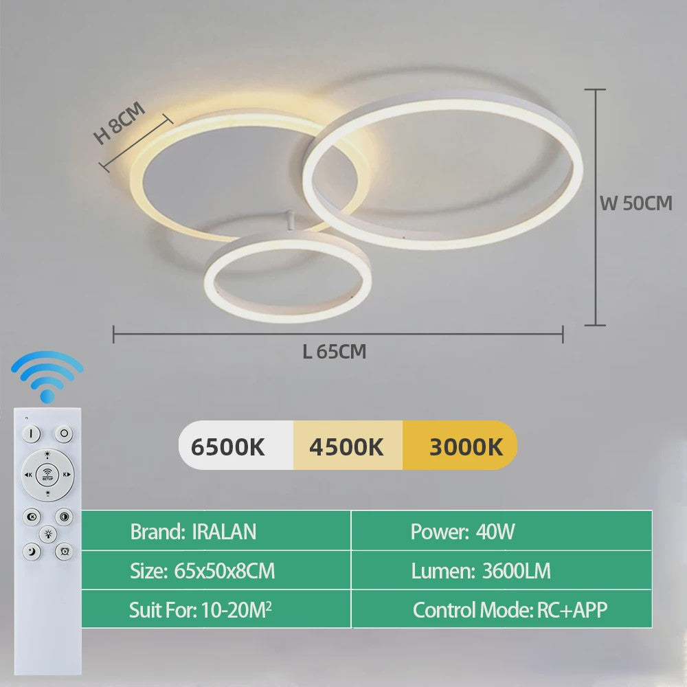 Moderne LED Plafondlamp Chandelier - Dimbare Ring Lamp voor Woonkamer & Slaapkamer