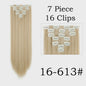 24 Inch Clip-in Haarverlenging - 7 Delig Set met 16 Clips - Synthetisch Recht Haar (Blond & Zwart)