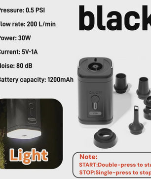 Draagbare Mini Luchtpomp - USB Oplaadbaar, 3-in-1 Pomp & Zuiger
