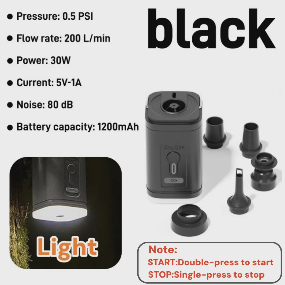 Draagbare Mini Luchtpomp - USB Oplaadbaar, 3-in-1 Pomp & Zuiger