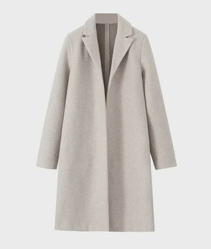 Lange Dames Trenchcoat met Open Steek en Vintage V-hals