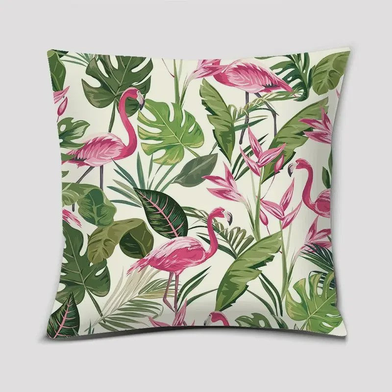Vrolijke Flamingo Kussenhoes Vierkant - Decoratie voor Bank & Auto