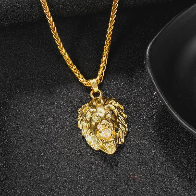 Gouden Leeuwenkop Hanger Ketting voor Mannen - Stijlvolle Hip Hop & Rock Sieraden
