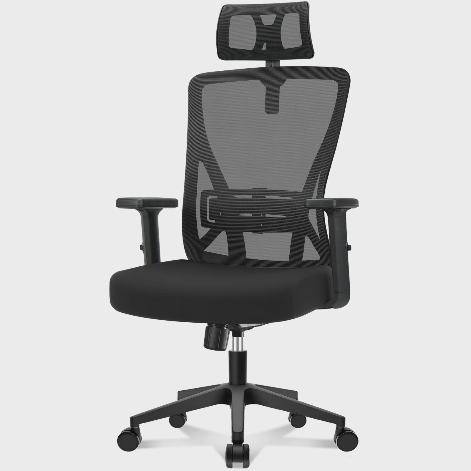 Ergonomische Bureaustoel met Lendesteun en Verstelbare Hoofdsteun - Zwart