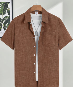 Casual Linnen Look Korte Mouw Shirt Heren - Zomerse Stijl
