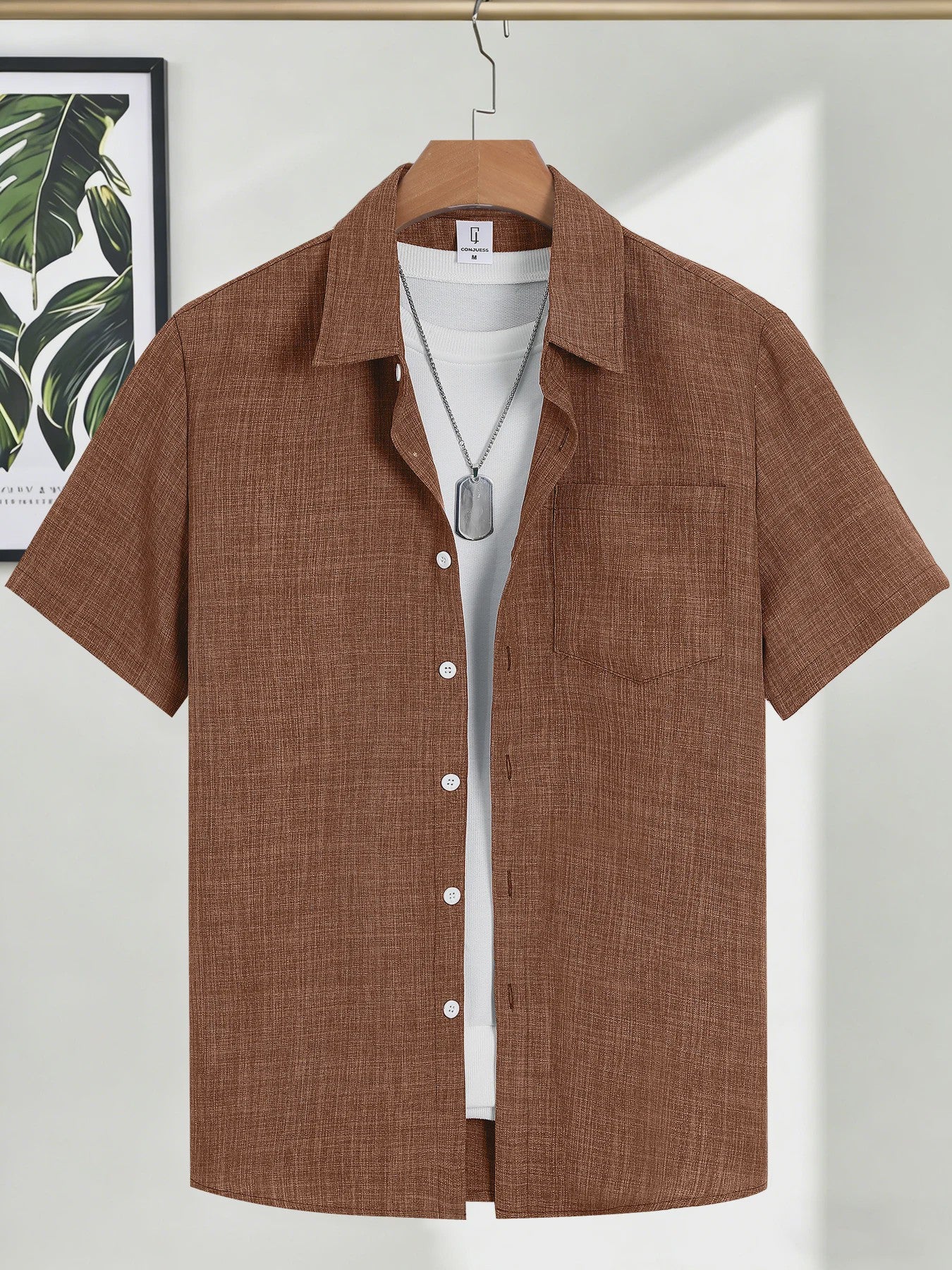 Casual Linnen Look Korte Mouw Shirt Heren - Zomerse Stijl