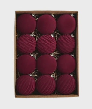 Set van 12 Luxe Fluweel Kerstballen - Fluwelen Kerstboom Decoratie