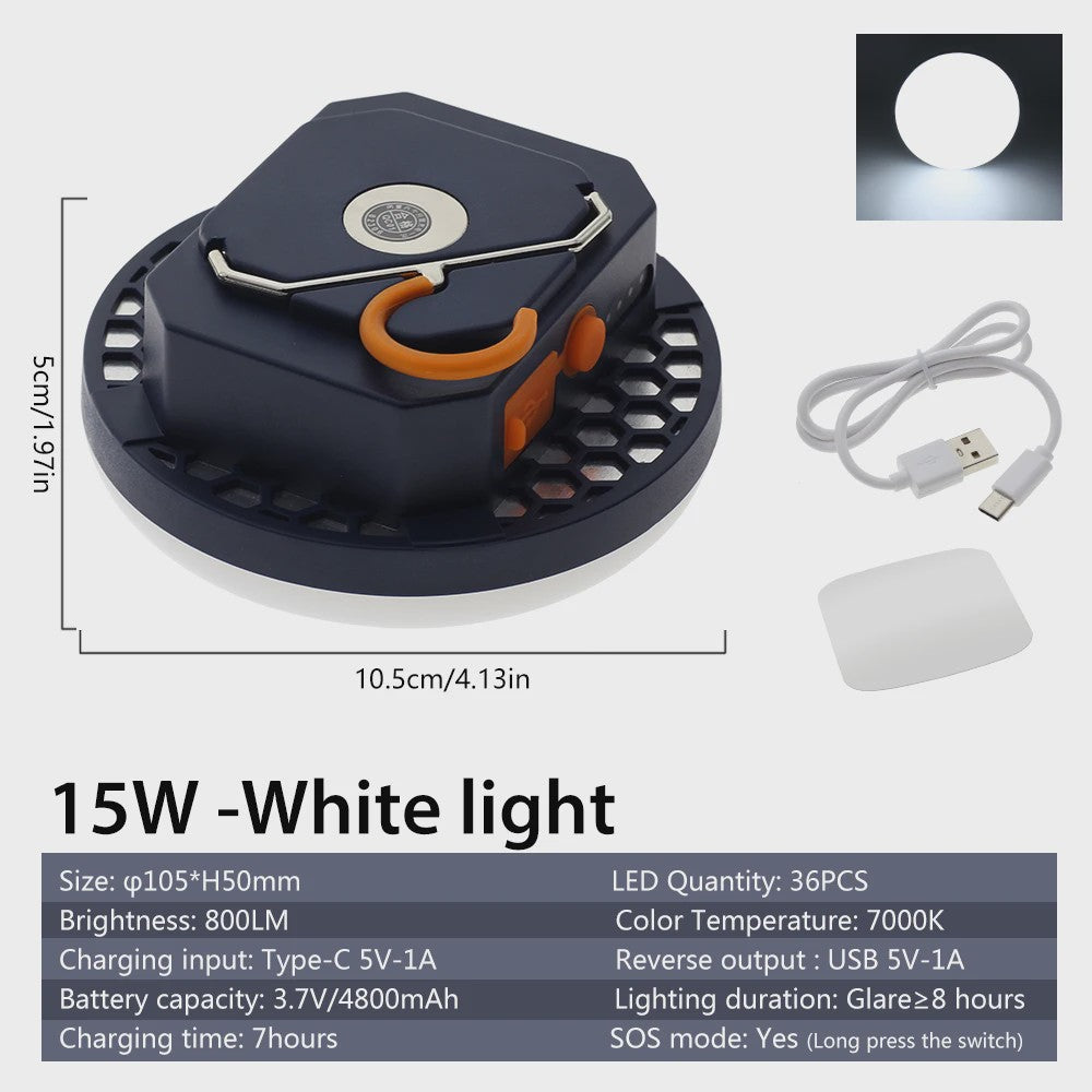 Oplaadbare Camping Lantaarn met Powerbank - 3 Lichtstanden, IP65 Waterdicht