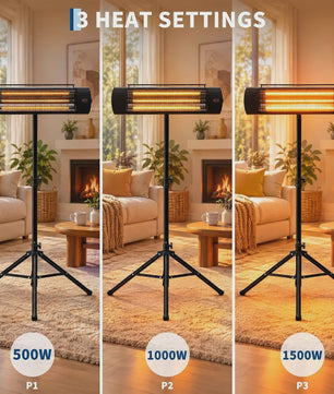 2000W Carbon Fiber Terrasverwarmer - Waterdicht (IP65), Wandmontage & Staand, Afstandsbediening