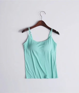 Dames Top met Ingebouwde Beha - Comfortabele Camisole Tanktop met Verstelbare Bandjes