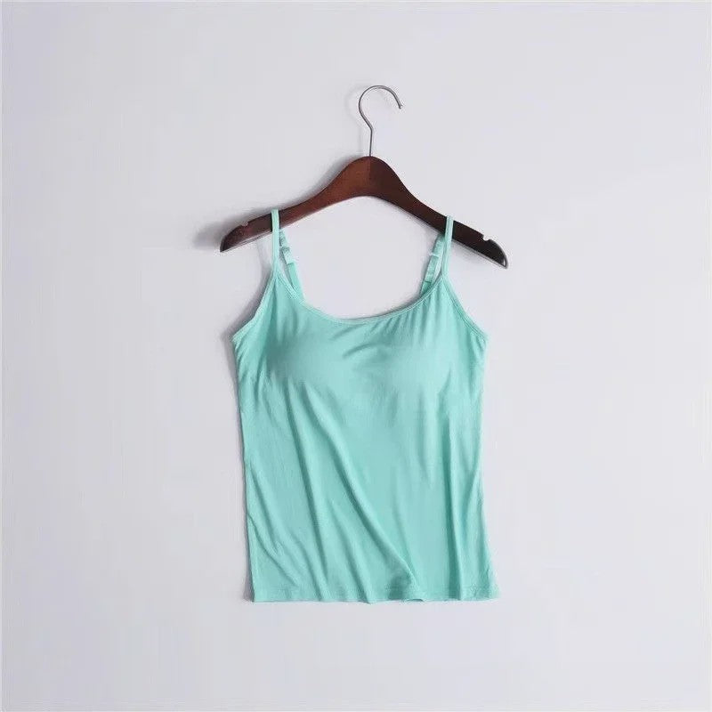 Dames Top met Ingebouwde Beha - Comfortabele Camisole Tanktop met Verstelbare Bandjes