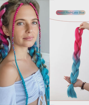 Glanzende Regenboog Jumbo Vlechten met Tinsel - Synthetisch Haar voor Festivals & Feesten