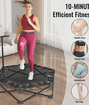 Opvouwbare Fitness Trampoline Mini Rebounder met Verstelbare Handgreep - Indoor/Outdoor
