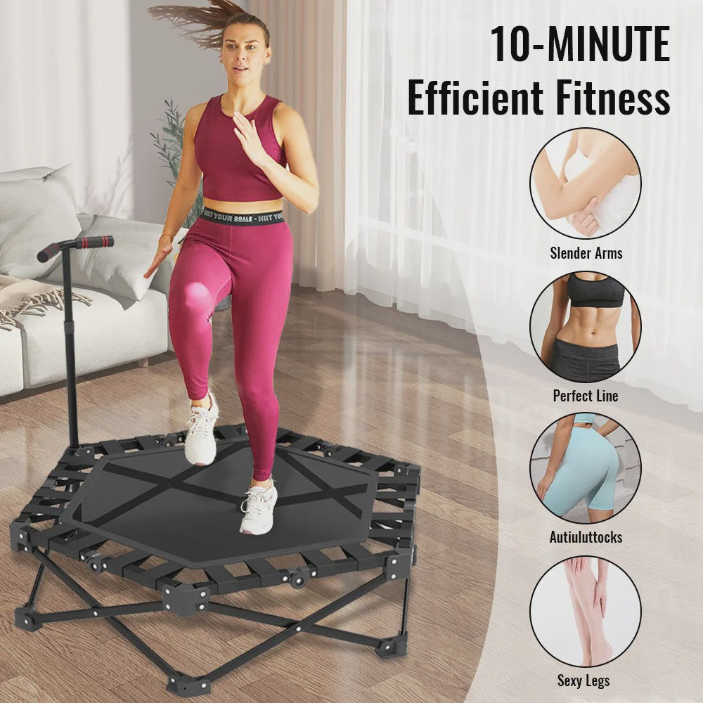Opvouwbare Fitness Trampoline Mini Rebounder met Verstelbare Handgreep - Indoor/Outdoor