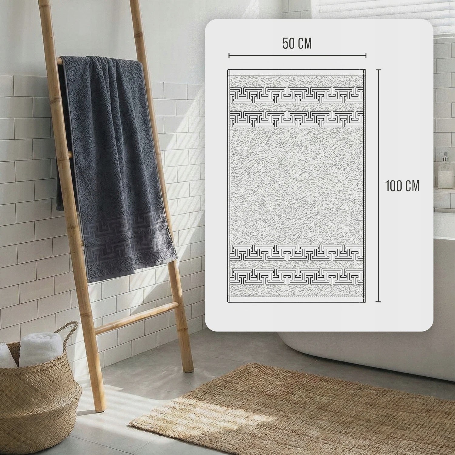 Set van 4 Luxe Katoenen Badhanddoeken 50x100 cm - Zacht, Absorberend & Stijlvol Beige/Grijs