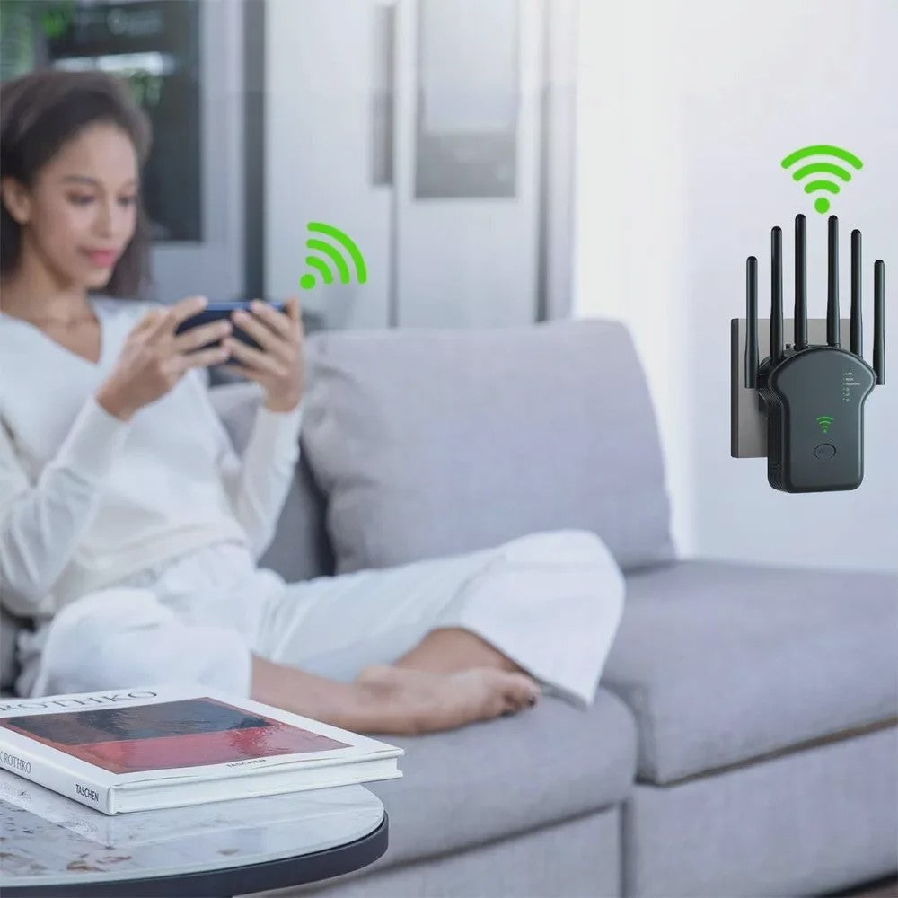 Krachtige WiFi Repeater 1200Mbps met 6 Antennes - Versterk je Netwerkbereik