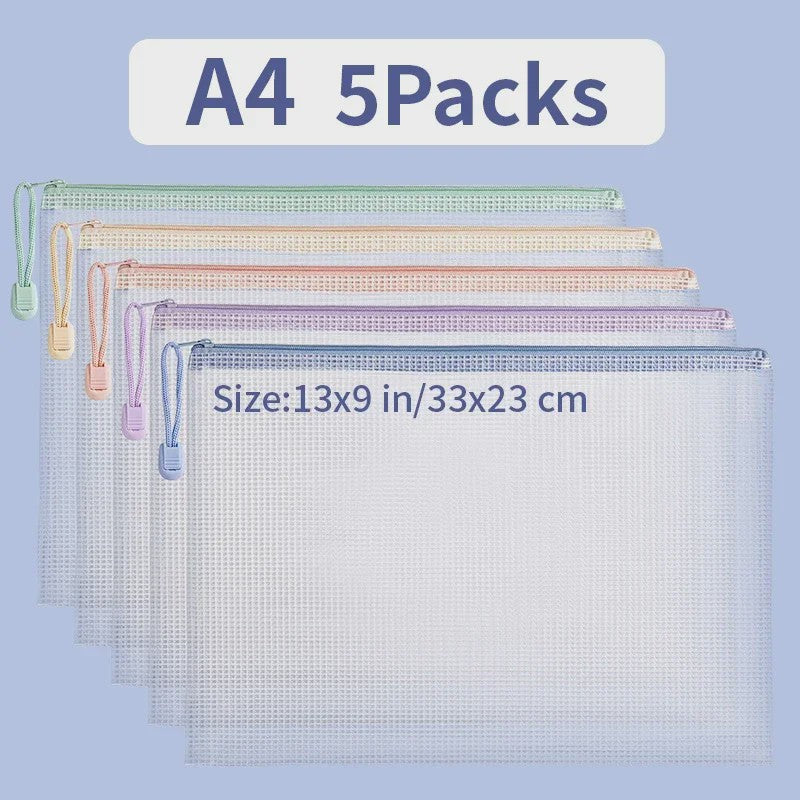 Set Transparante Ritszakken A4/A5 - Waterdicht & Organiserend