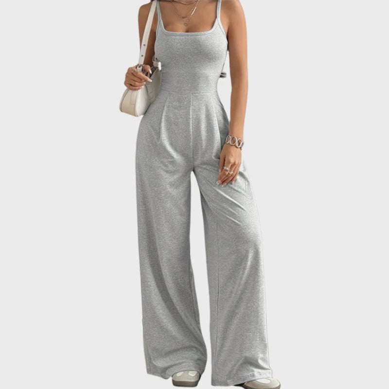 Dames Casual Halter Jumpsuit met Wijde Pijpen - Mouwloos & Rugloos voor Lente/Zomer
