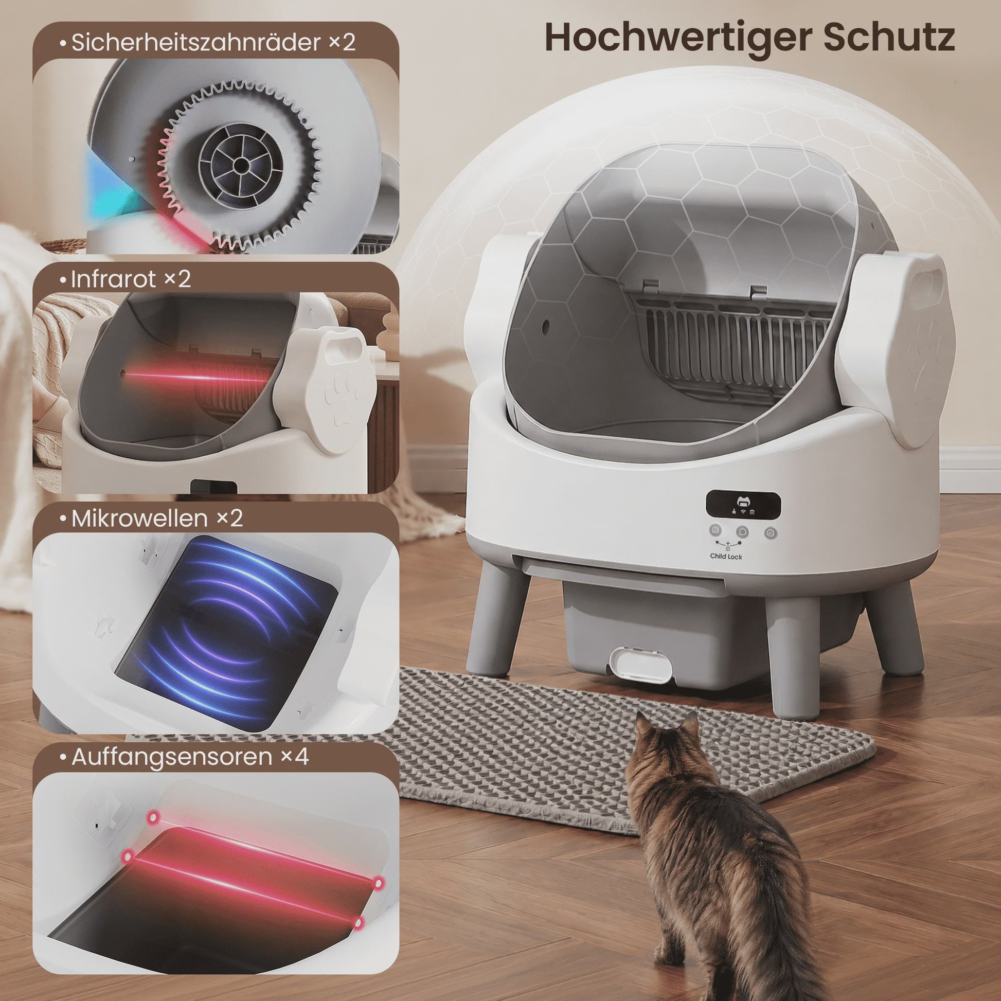 Automatische Kattenbak - Slim, Zelfreinigend & Geurvrij met Veiligheidssensor