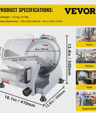 Professionele Elektrische Vlees Snijmachine 10 inch - Krachtig en Efficiënt