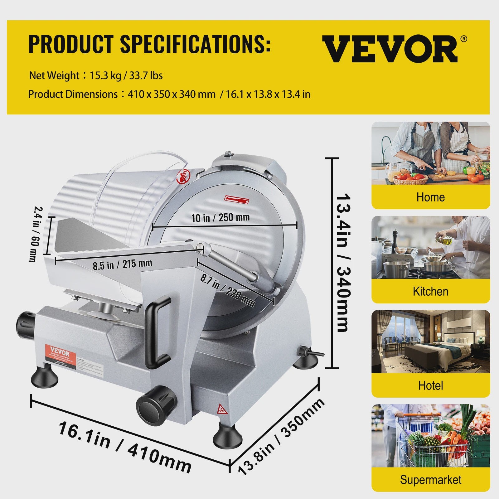 Professionele Elektrische Vlees Snijmachine 10 inch - Krachtig en Efficiënt