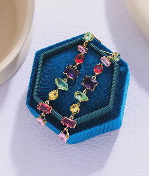 Luxe Goudkleurige Ketting met Kleurrijke Kristallen Zirkonia - Dames Sieraden