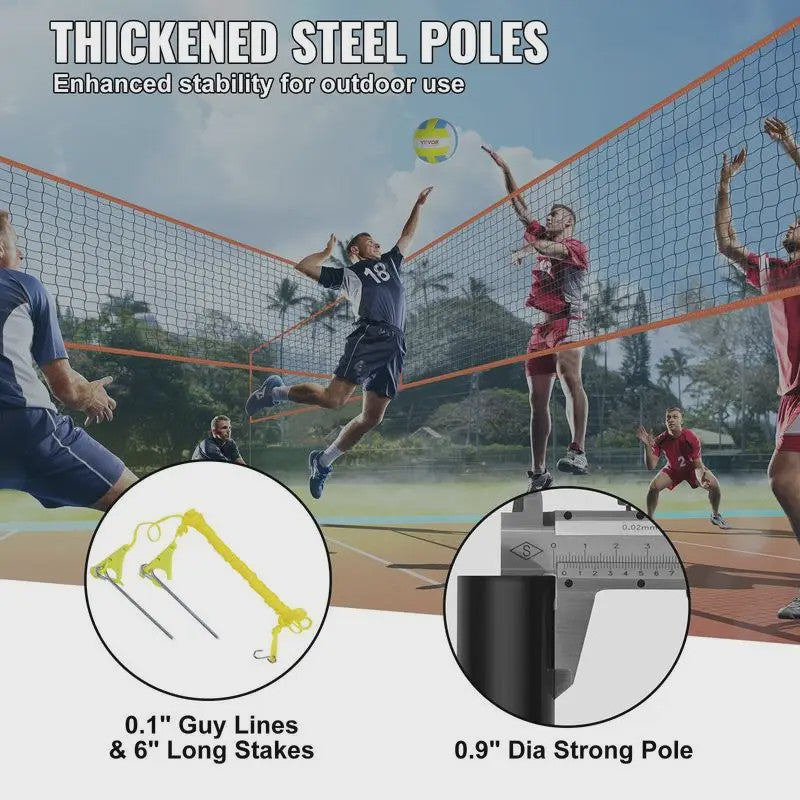 Verstelbaar Sportnet: Volleybal, Badminton & 4-Square Spel - Draagbaar & Snel Opgezet
