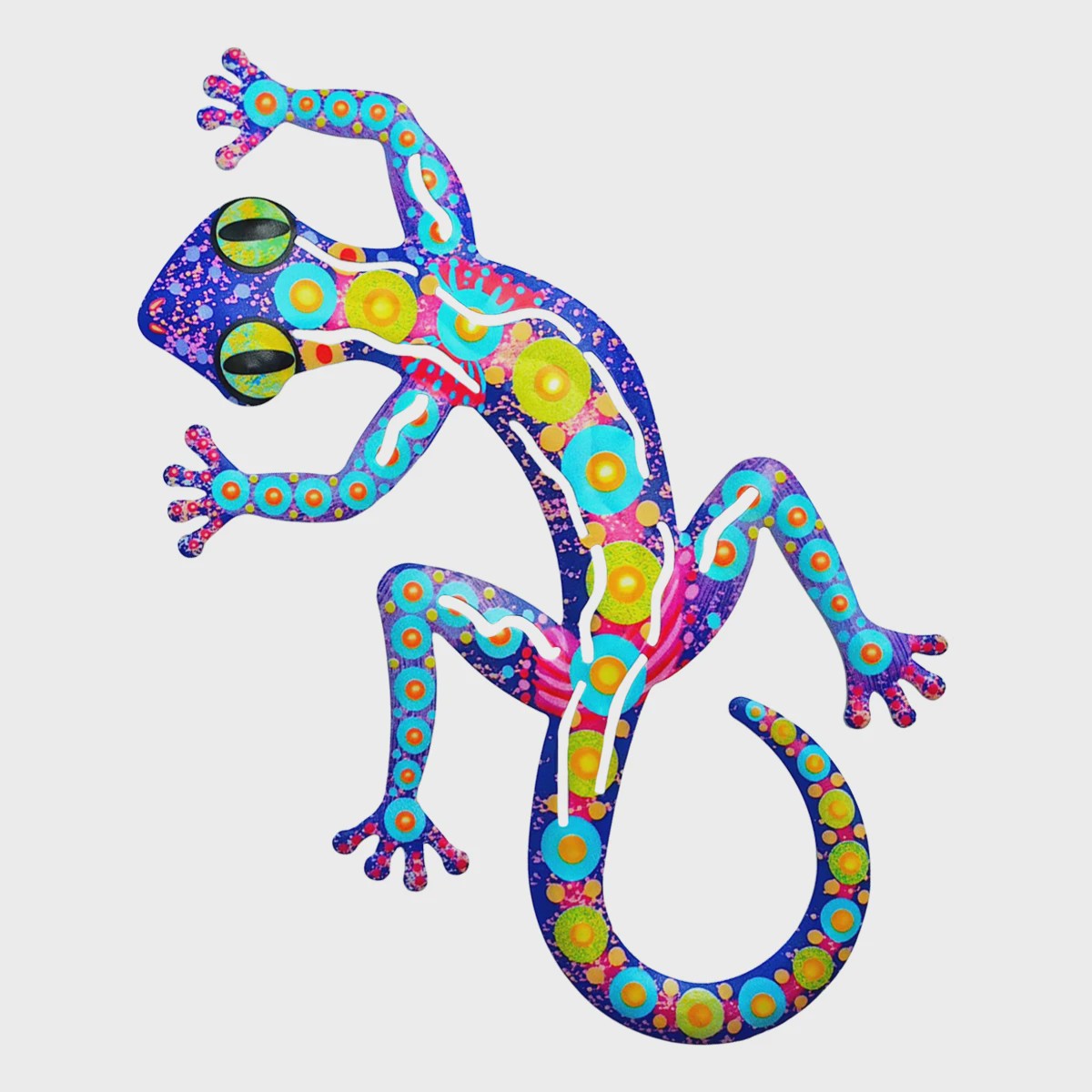 Kleurrijke Metalen Muurdecoratie Gecko - Levendige Hagedis Sculptuur voor Binnen & Buiten