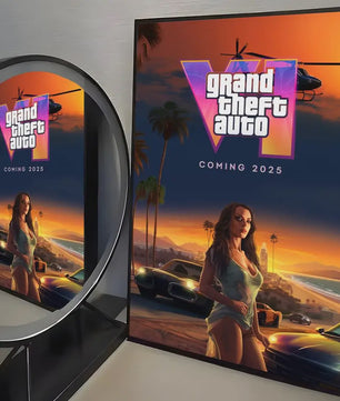 Grand Theft Auto GTA 6 Game Poster - Zelfklevend, Waterdicht & Frameloos
