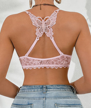 Luxe kanten push-up bh met vlinderdetail en voorsluiting