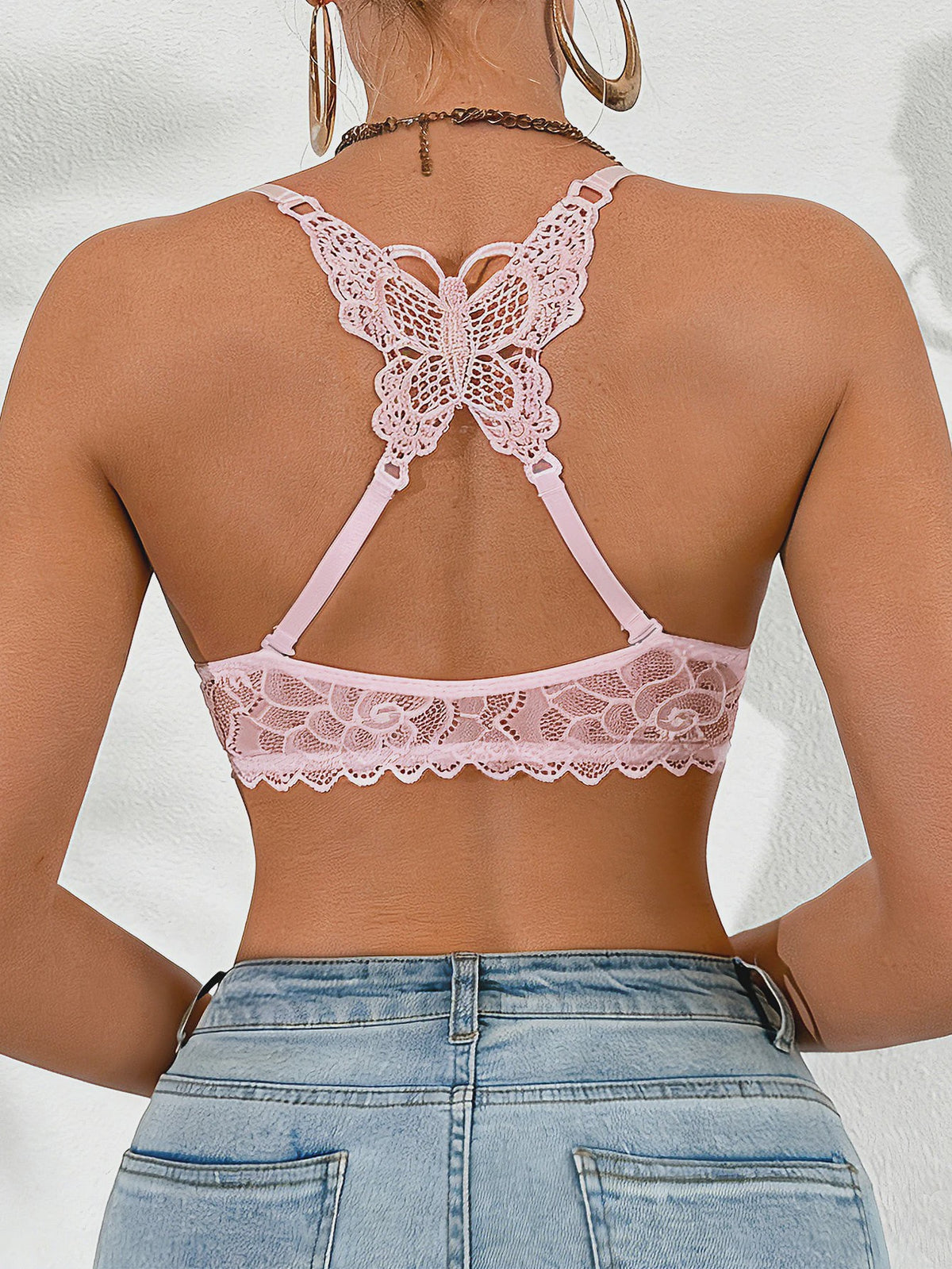 Luxe kanten push-up bh met vlinderdetail en voorsluiting