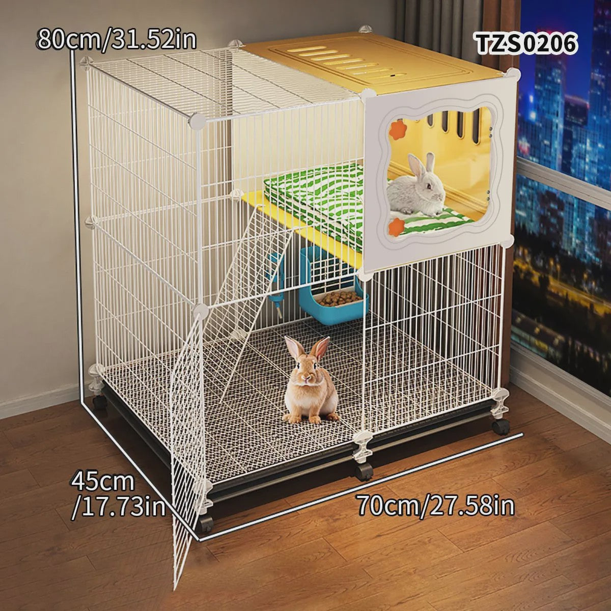Ruime Kooi voor Konijnen & Cavia's - Multifunctioneel met Schoonmaakbasis & Verstophoek