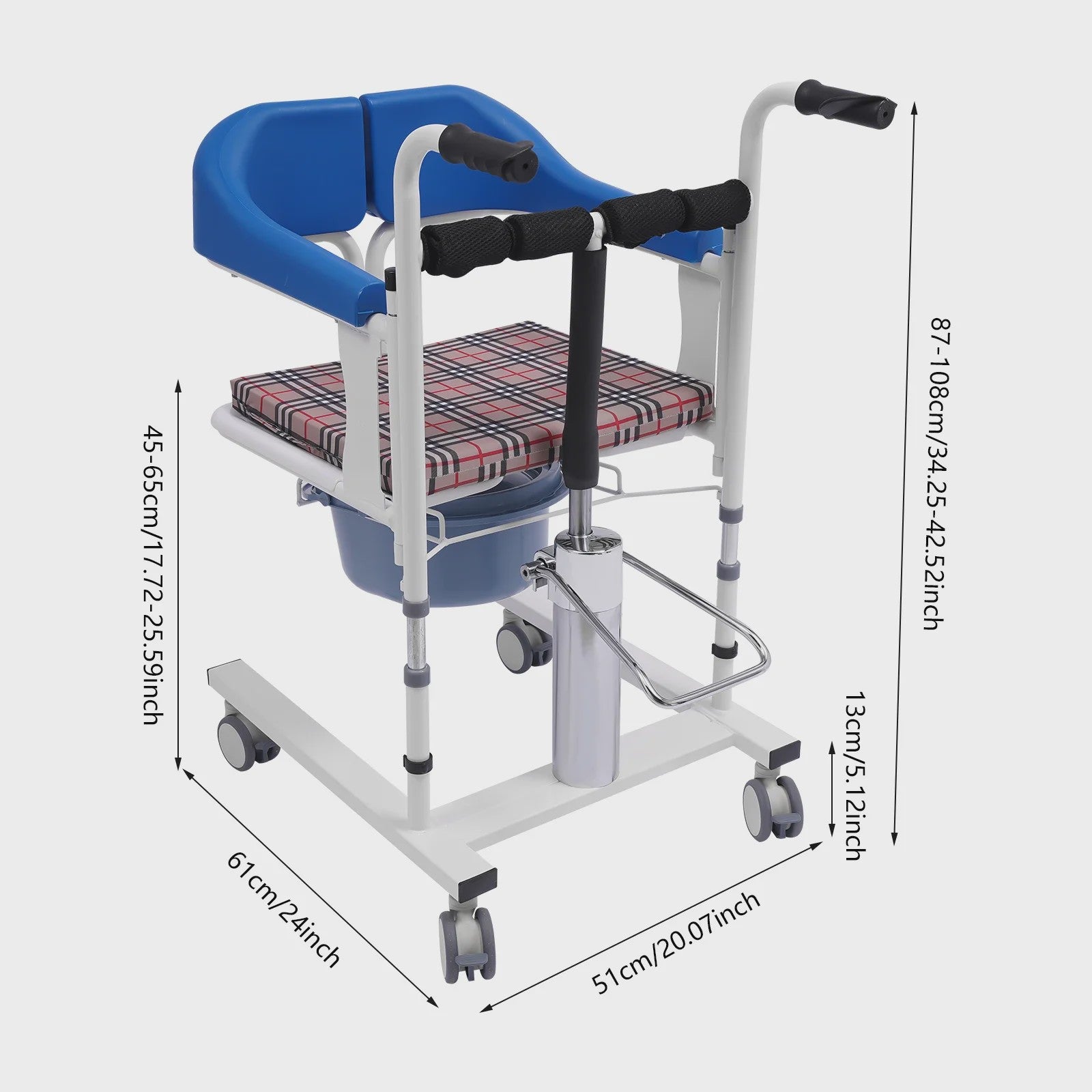 Hydraulische Patiententillift Stoel - Verstelbare Hoogte Transfer Hulp voor Ouderen & Minder Validen