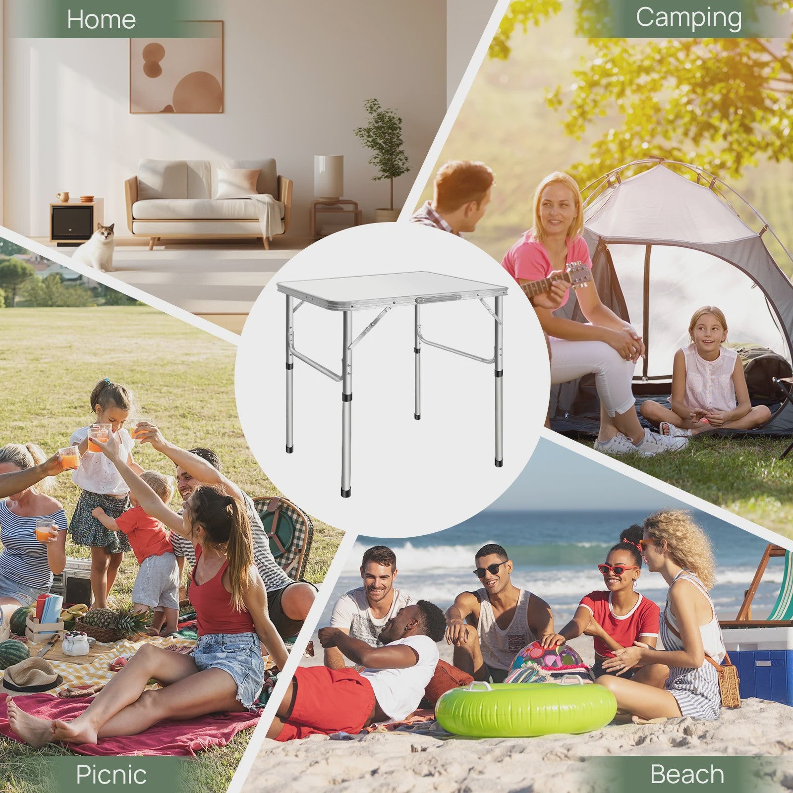 Lichtgewicht Aluminium Campingtafel - Opvouwbaar, Draagbaar & Verstelbaar in Hoogte