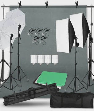 Professionele Fotostudio Verlichtingskit met Achtergronden, Softboxen, Paraplu's en Reflectoren
