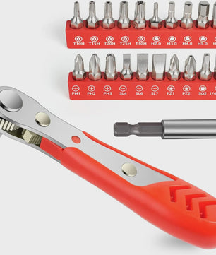 22-delige Ratelschroevendraaierset met Magnetische Bits voor Kleine Ruimtes