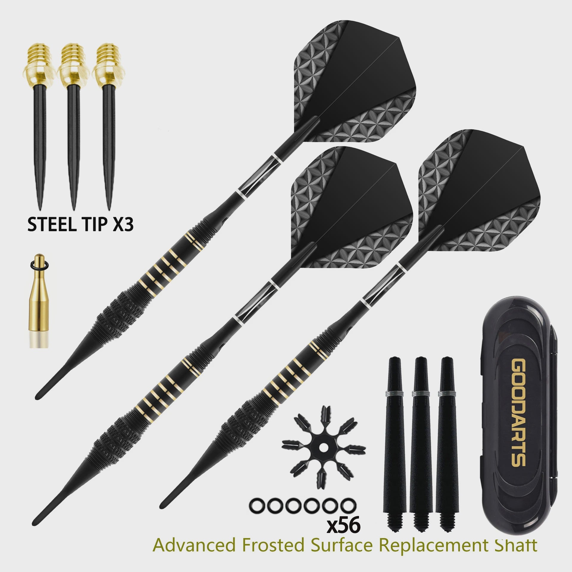 TRALOW Professionele Dartset: Wisselbare Stalen & Zachte Tips voor Ultieme Flexibiliteit