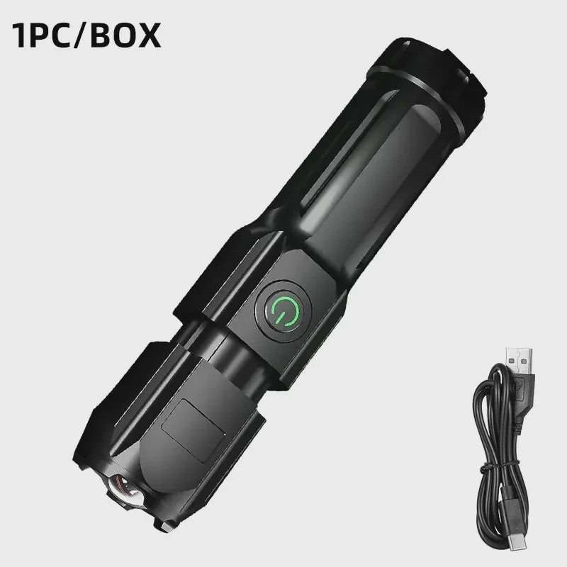 Krachtige Oplaadbare LED Zaklamp - Waterdicht, Zoombaar & USB Oplaadbaar voor Outdoor Avonturen